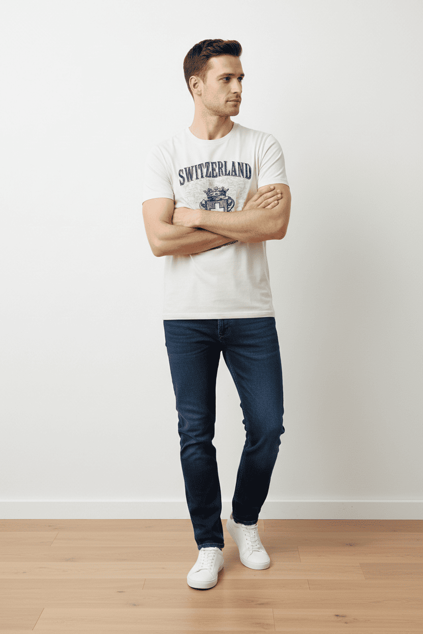 Männer T-Shirt Switzerland, beige