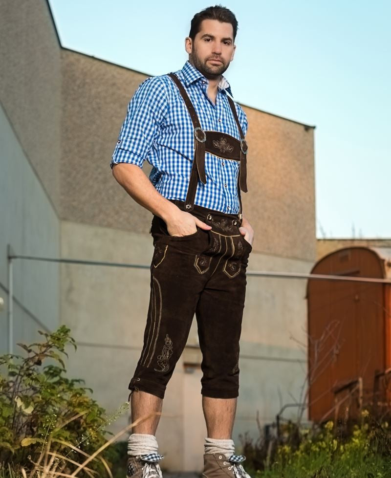 Herren Lederhose, dunkelbraun