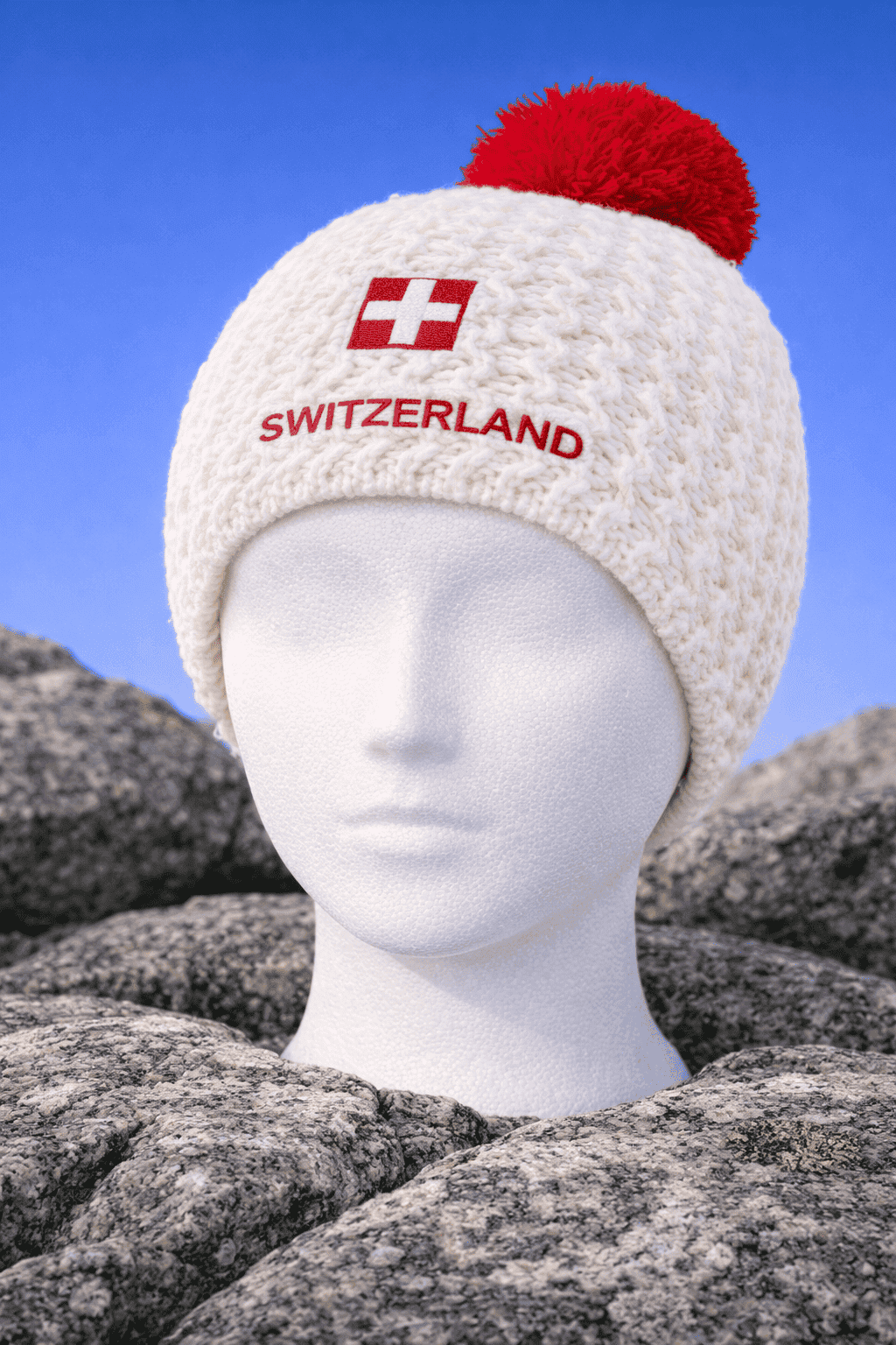 Swiss Strickmütze weiss