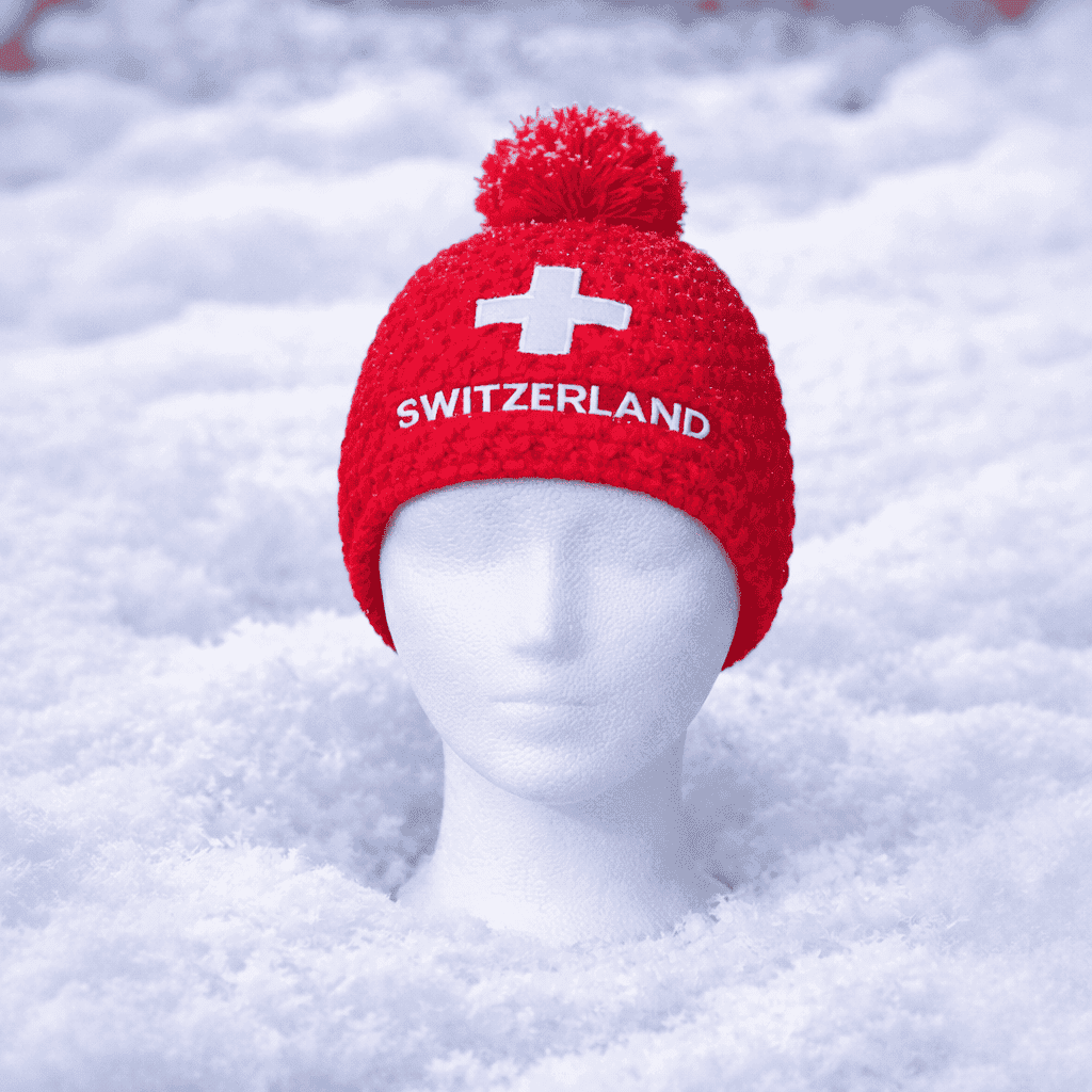 Swiss Fan Wintermütze, rot