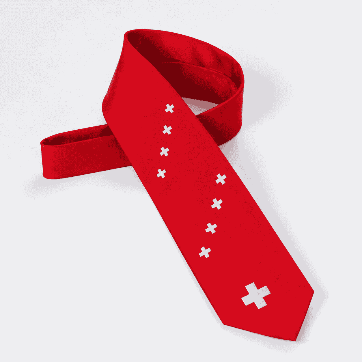 Krawatte mit Schweizerkreuz, rot