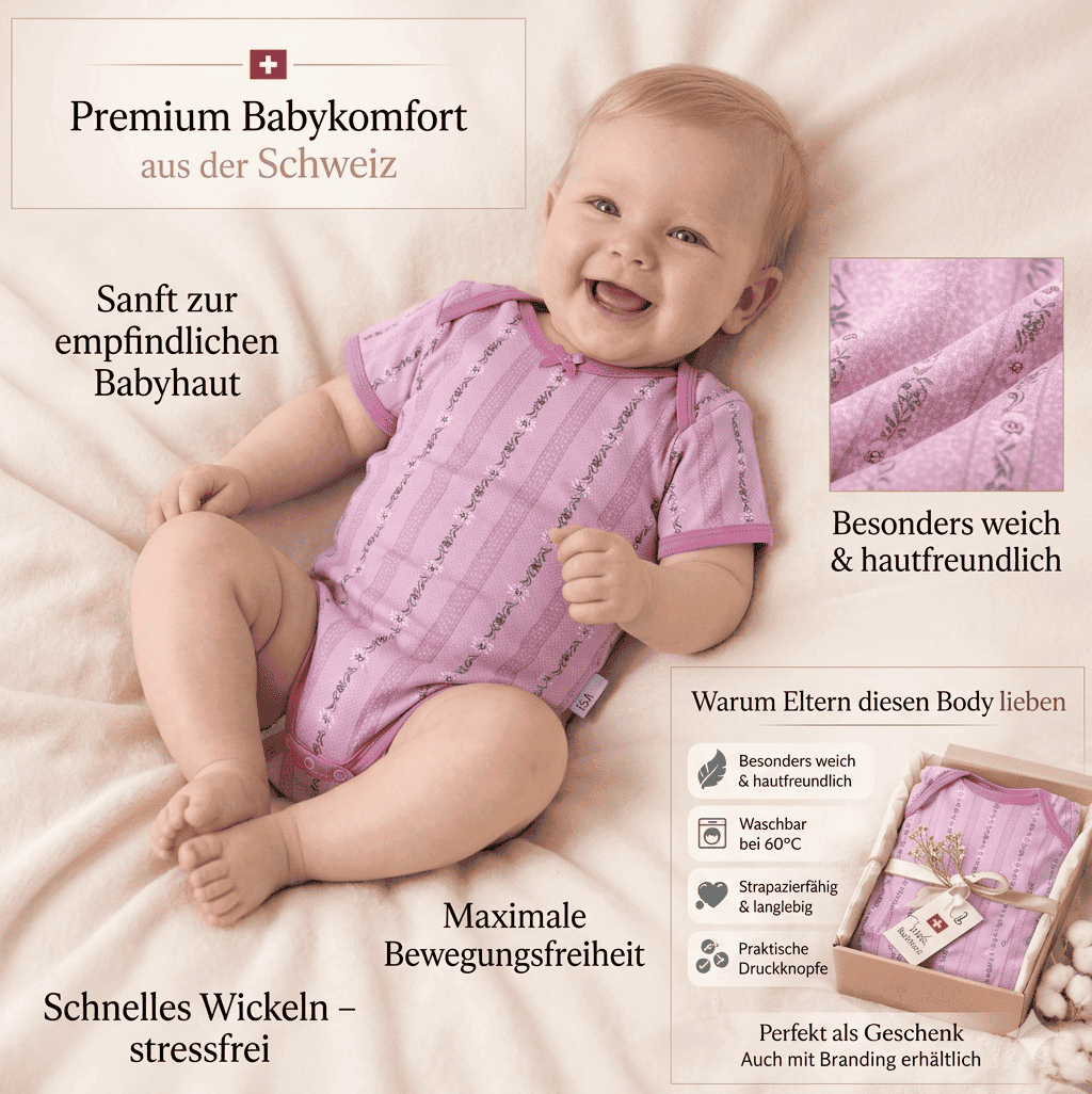 Baby-Body SCHWINGER, kurzarm, pink