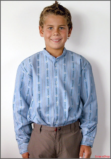 Kinder Edelweiss-Hemd ohne Kragen langarm Chb