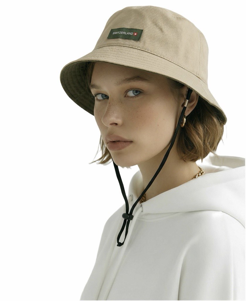 Hut Bob beige und khaki grün SWITZERLAND