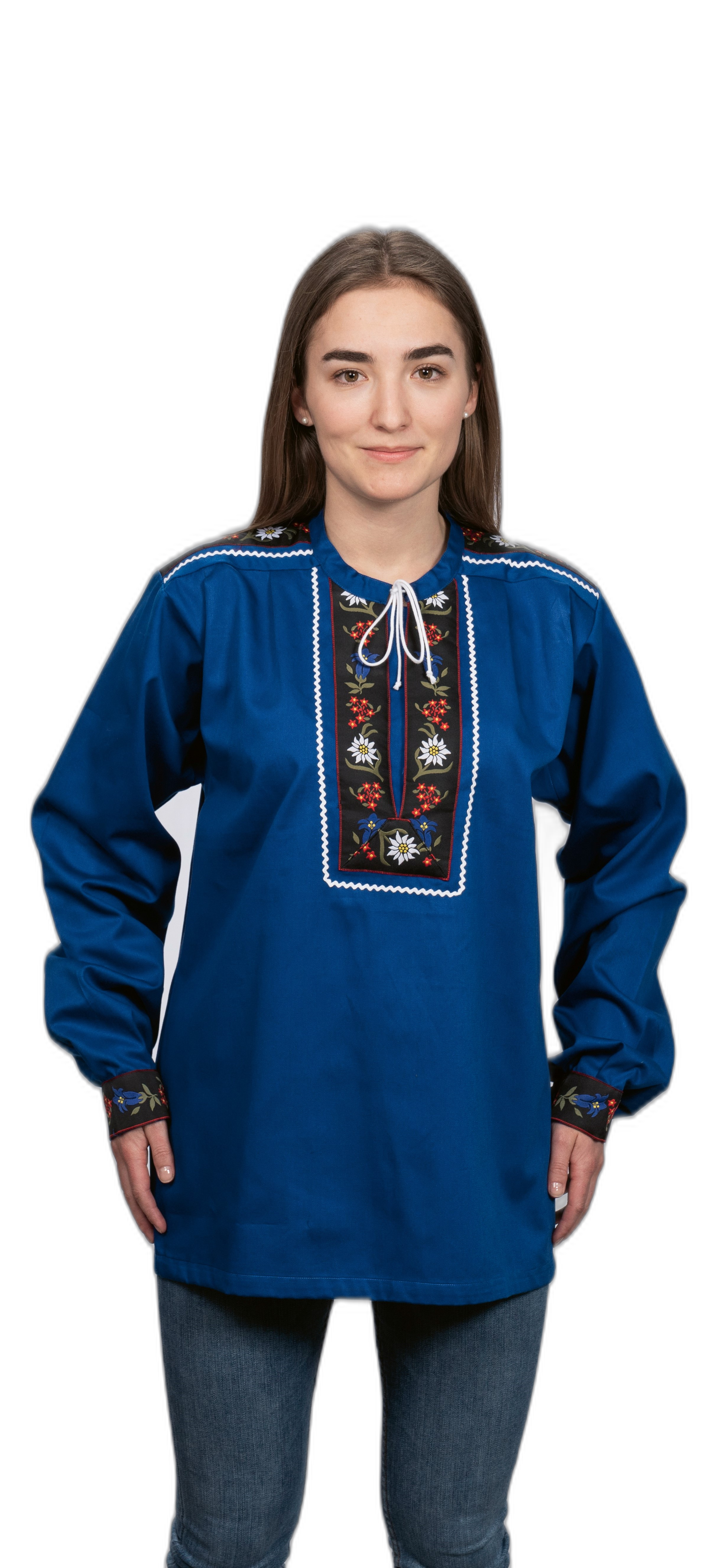 Sennenbluse Edelweiss blau