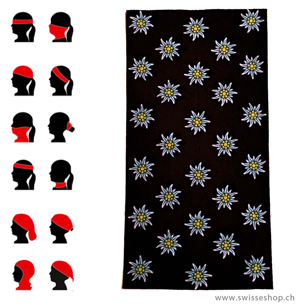 21-0101-06_Bbandana-Schlauchtuch-Edelweiss-schwarz