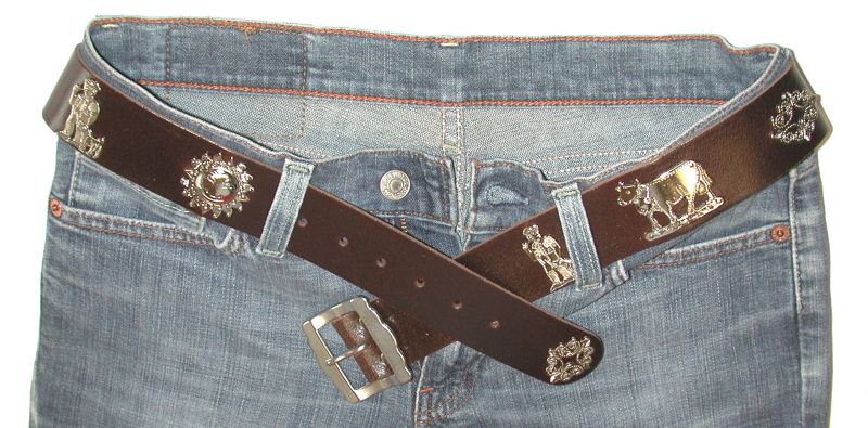 Appenzeller Gürtel, Vintage-Style, 4cm breit, dunkelbraun