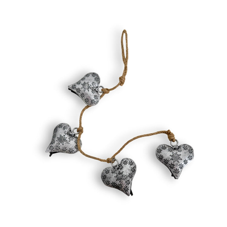 Herz-Glöckchen-Girlande silber, 45 cm