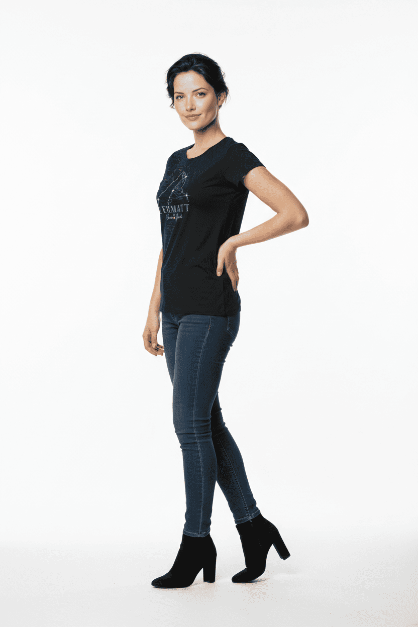 T-Shirt Matterhorn mit Strass-Elementen, schwarz