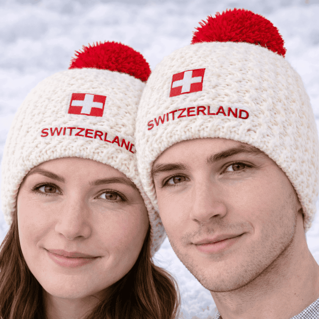Swiss Strickmütze weiss