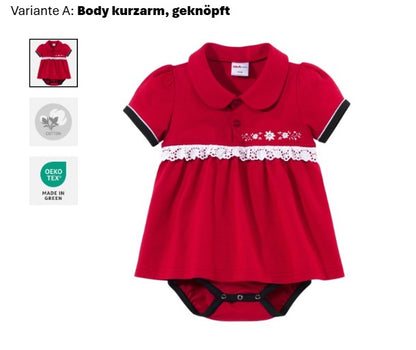 Baby-Body EDELWEISS, kurzarm, geknöpft