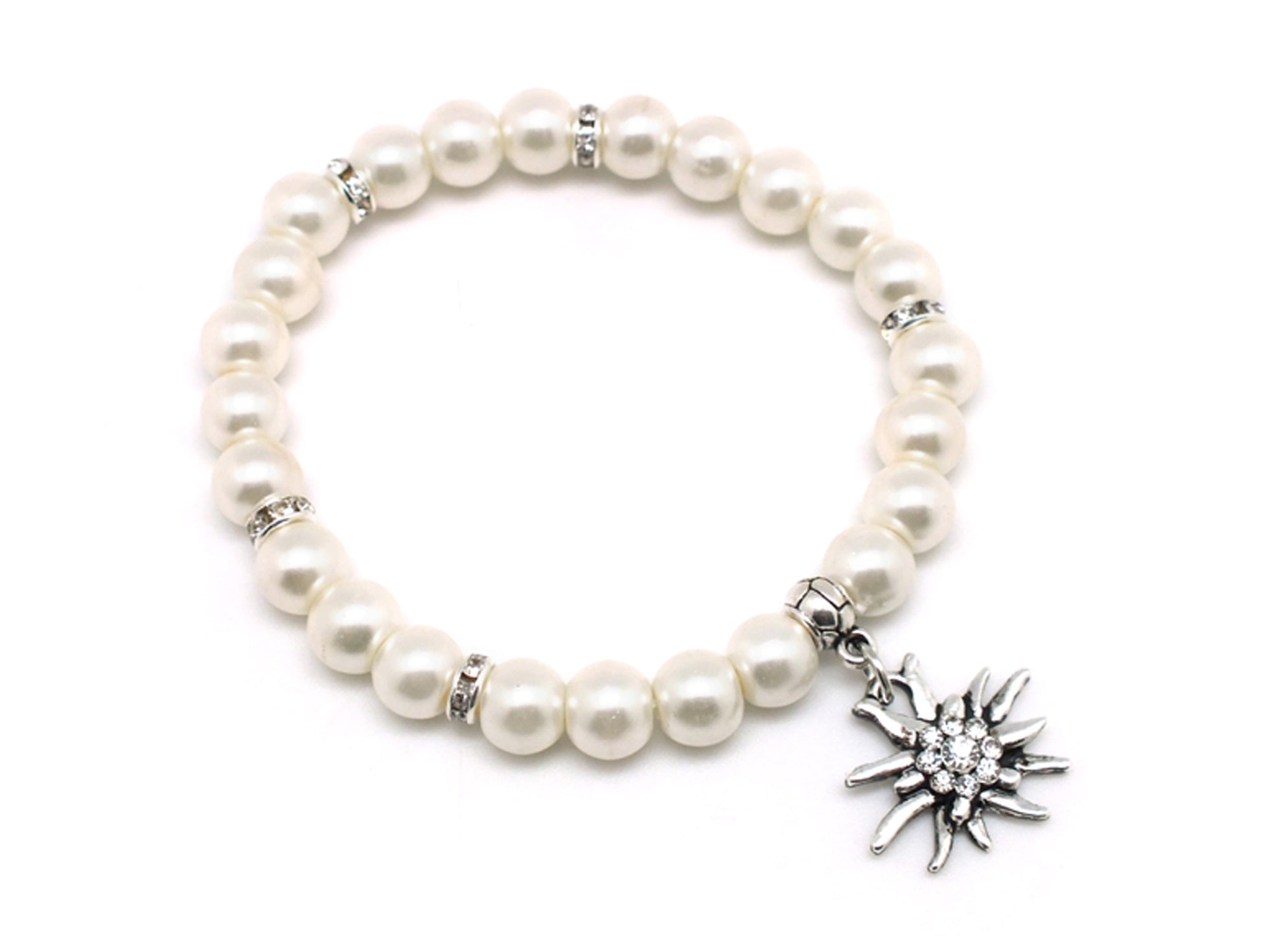 Kette, Armband und Ohrstecker SET, weiss