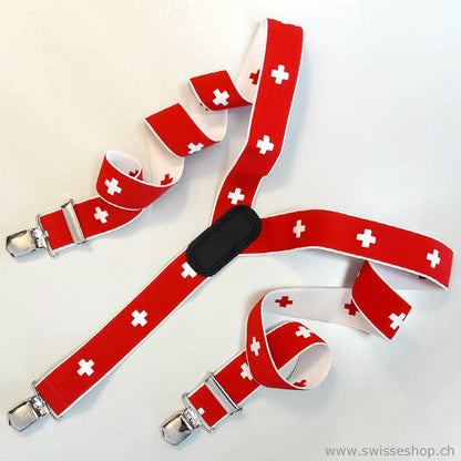 Hosenträger Y-Form, Schweizerkreuz rot