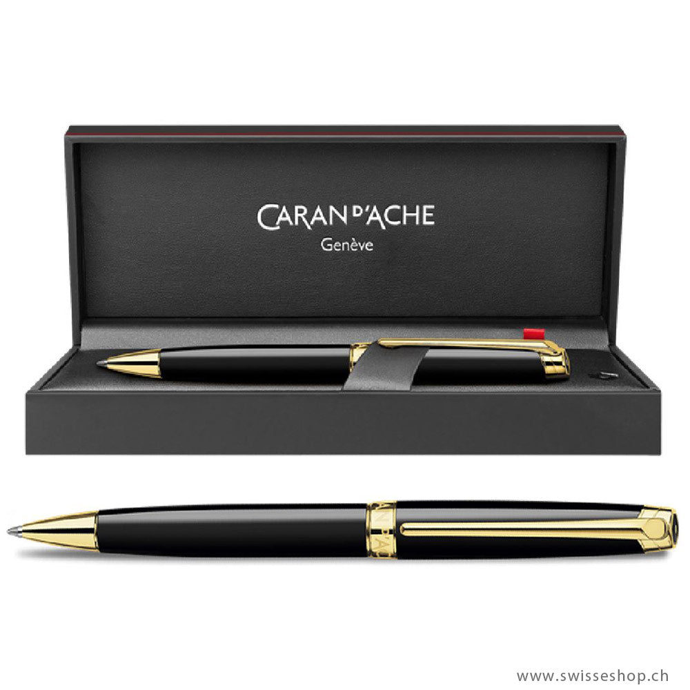 Carandache-Kugelschreiber-LEMAN-EBONY-BLACK-Vergoldet