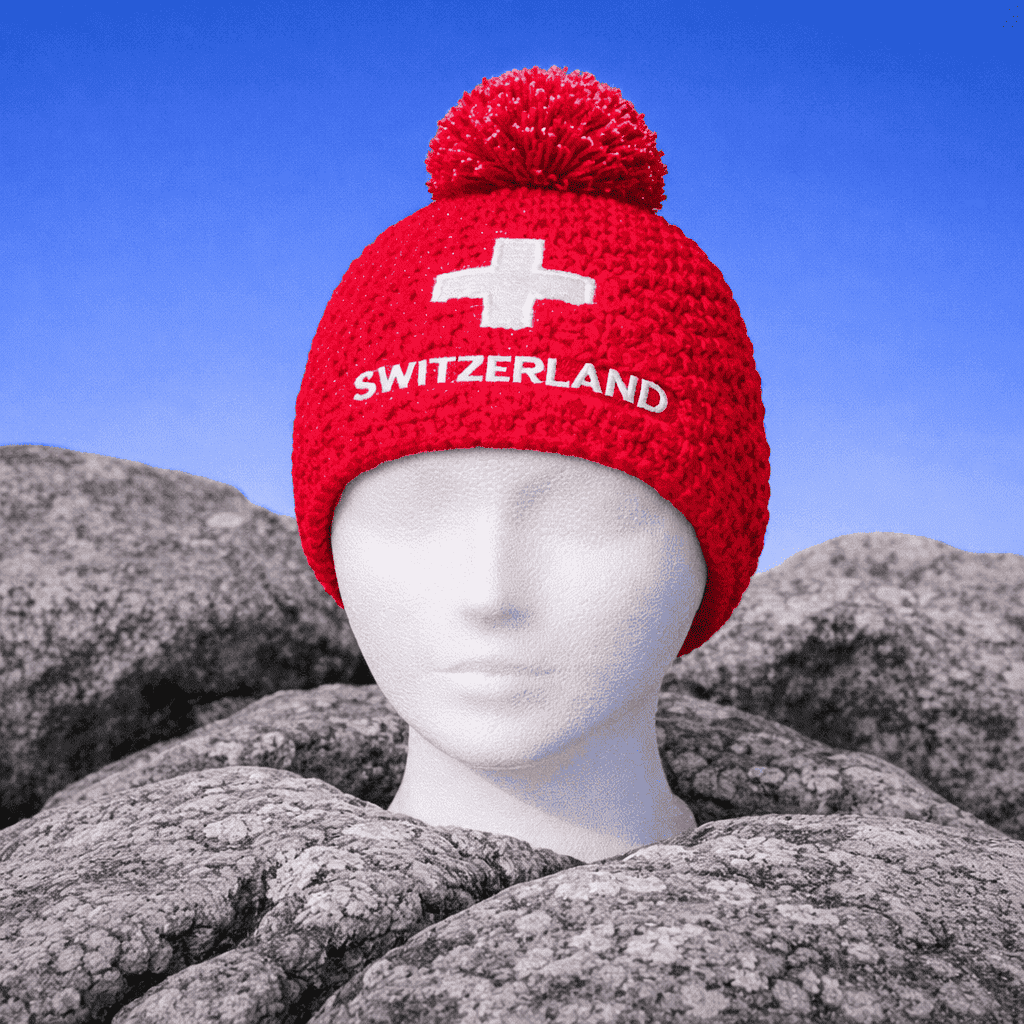 Swiss Fan Wintermütze, rot