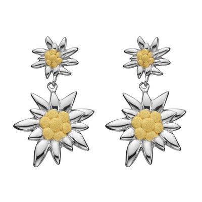 Hängeohrring mit Bicolor Edelweiss glänzend