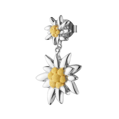 Hängeohrring mit Bicolor Edelweiss glänzend