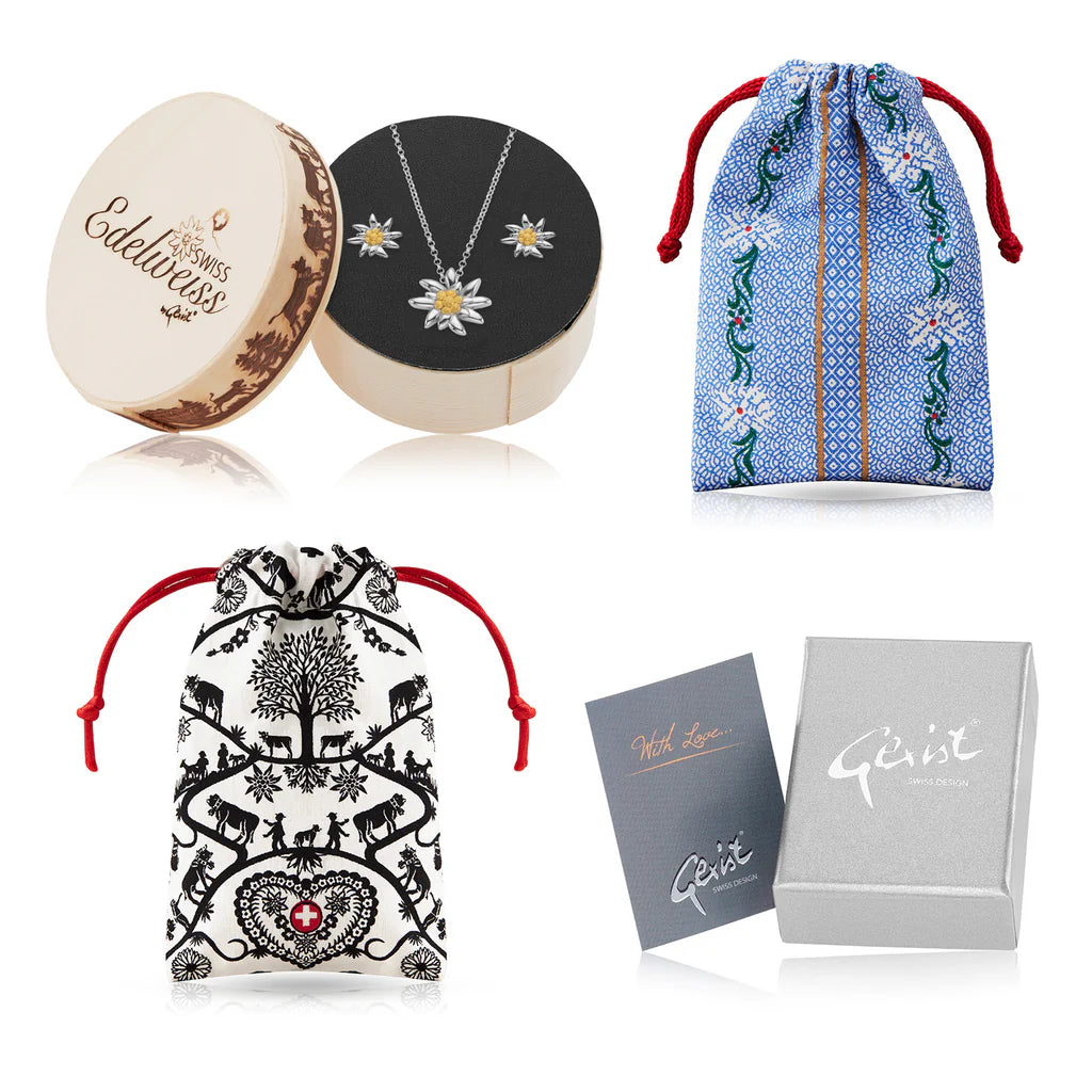 Hängeohrring mit Bicolor Edelweiss glänzend