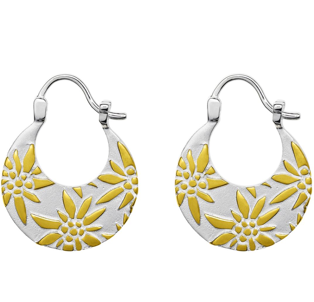 EG9016_Ohrhaenger-Edelweiss-Halbkreis-925-Silber-vergoldet