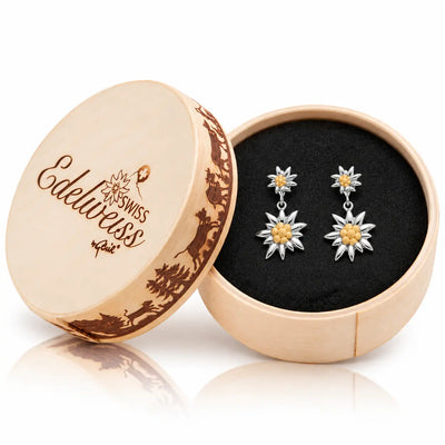 Hängeohrring mit Bicolor Edelweiss glänzend