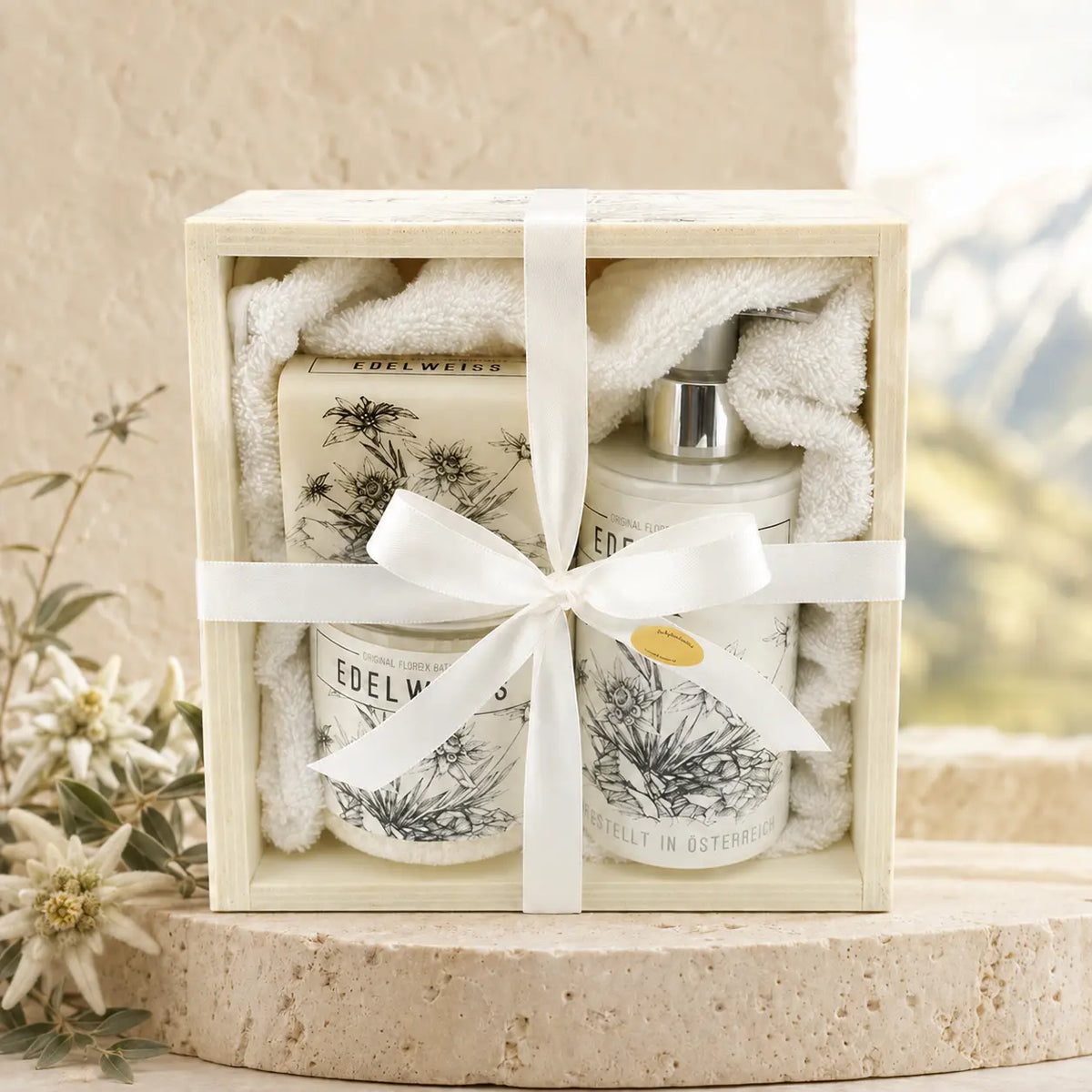 JETZT VORBESTELLEN: Premium Wellness Edelweiss Geschenk-Set