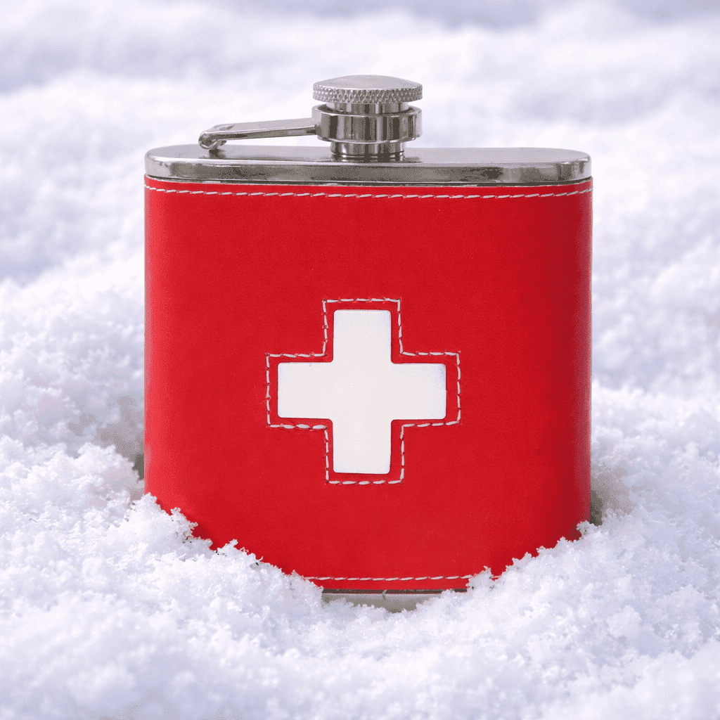 Flachmann rot CH Leder