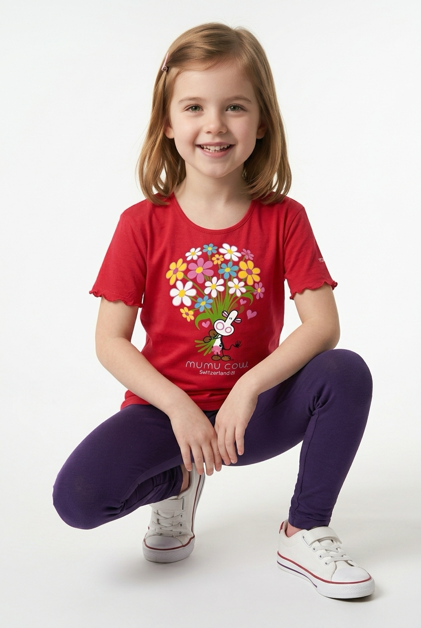 Mädchen T-Shirt Mumu Cow Swiss Flowers