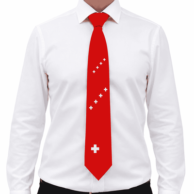 Krawatte mit Schweizerkreuz, rot
