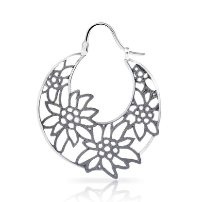 Grosse Edelweiss Creolen aus 925 Sterling Silber