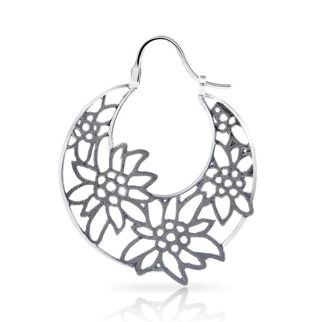 Grosse Edelweiss Creolen aus 925 Sterling Silber