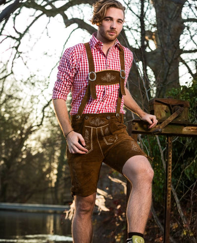 Herren Lederhose kurz, dunkelbraun