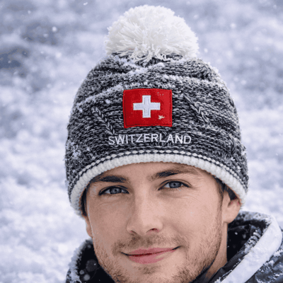 Wintermütze Schweizerkreuz, grau