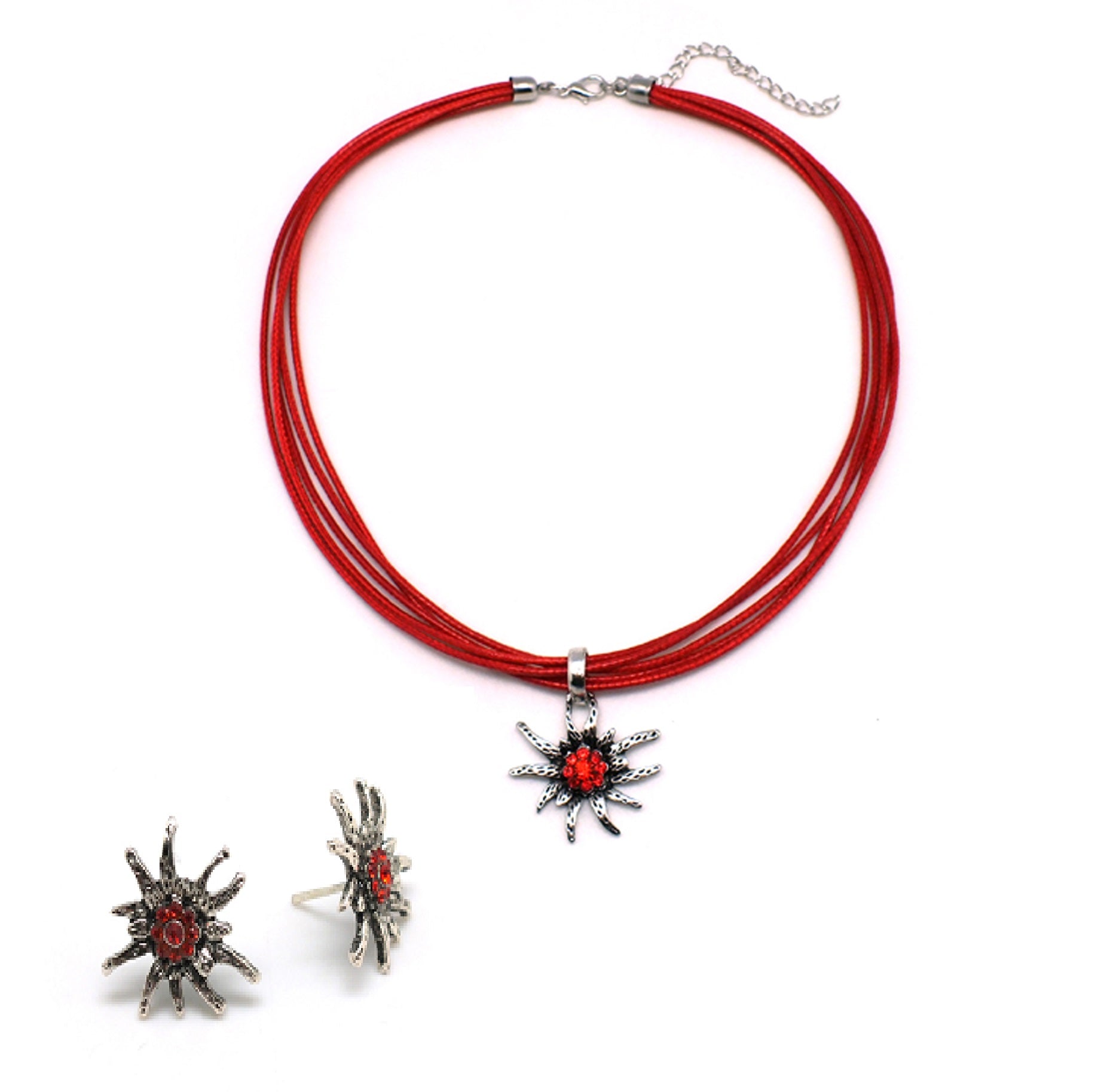 SET Kette und Ohrstecker, rot