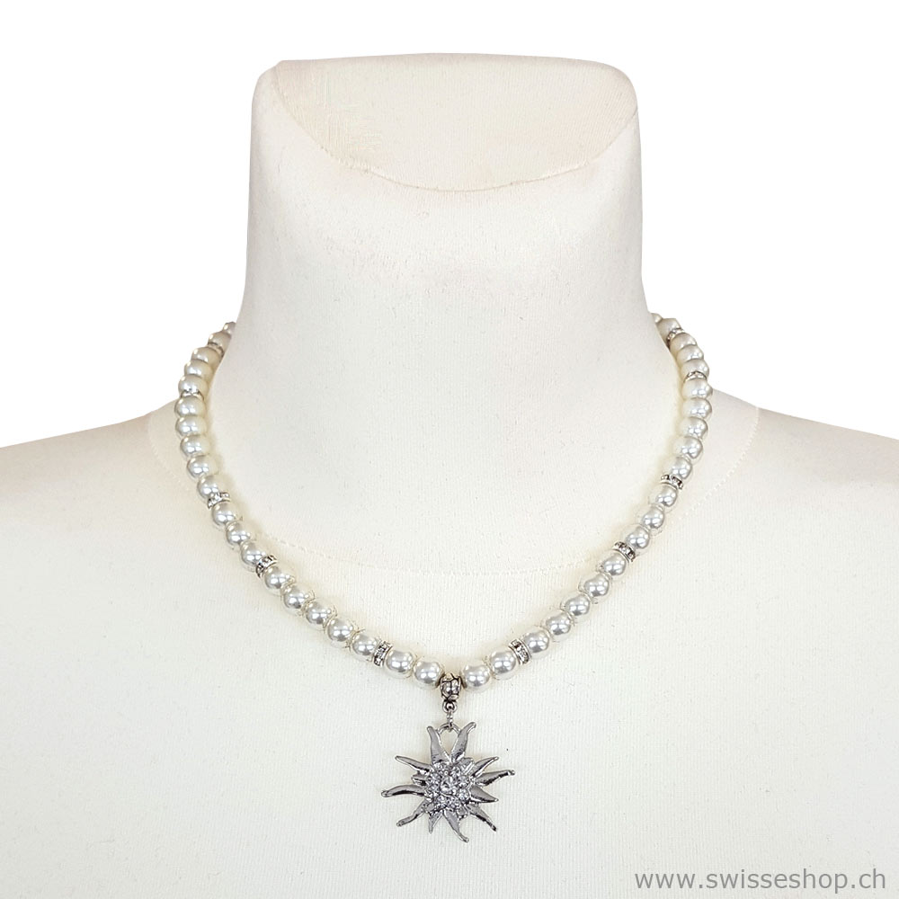 Kette, Armband und Ohrstecker SET, weiss