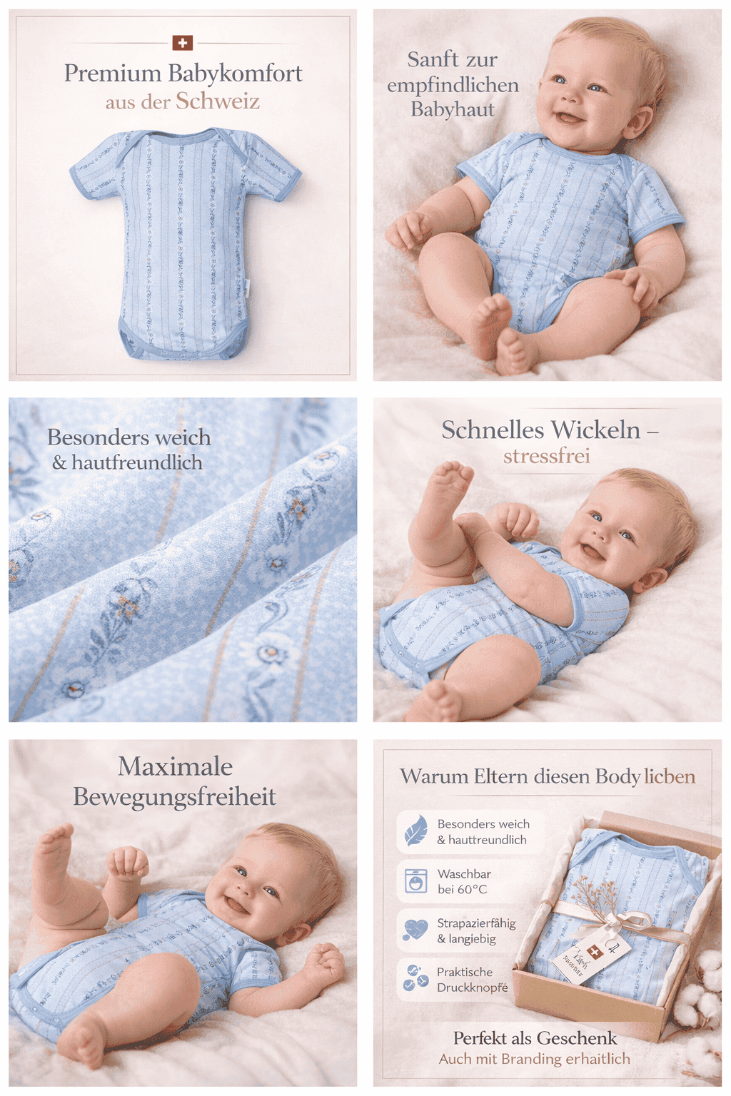 Baby-Body SCHWINGER, kurzarm, hellblau