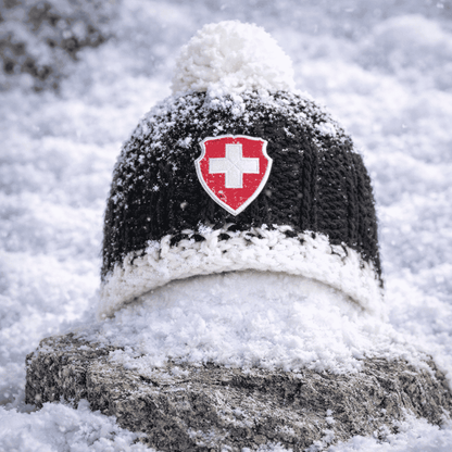 Mütze mit Schweizerkreuz, schwarz