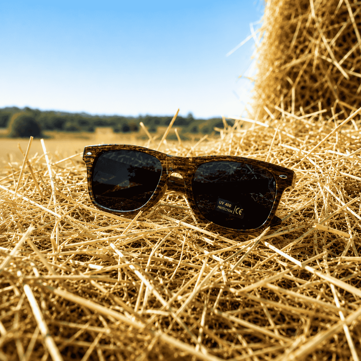 UV400 CE Sonnenbrille mit Holz Look