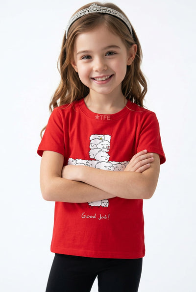 Kinder T-Shirt Schweizerkreuz Schaf Good Job