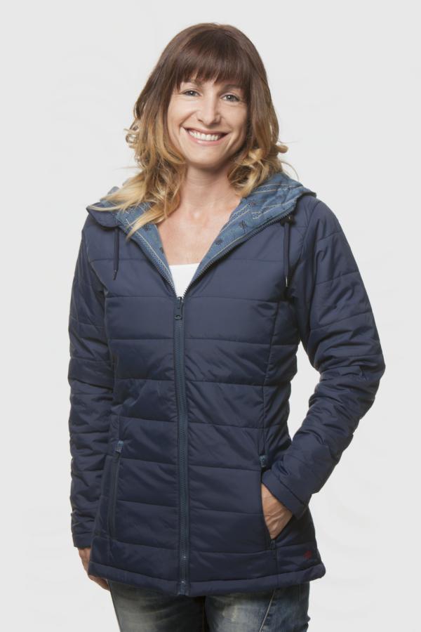 Damen Stepp/Wende-Jacke, wattiert, mit Edelweiss Futter, Kapuze