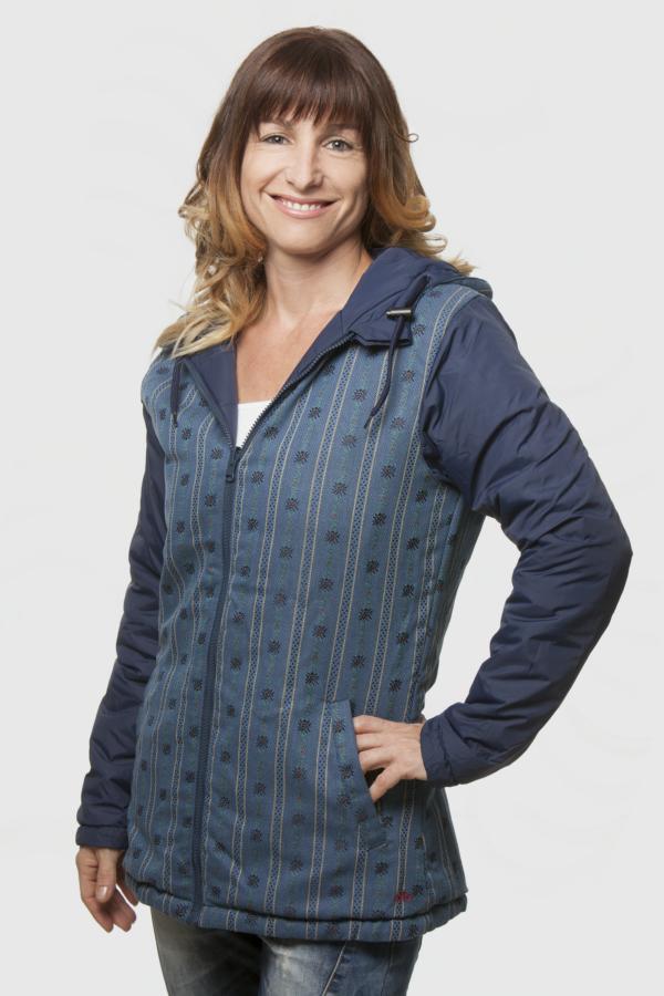 Damen Stepp/Wende-Jacke, wattiert, mit Edelweiss Futter, Kapuze