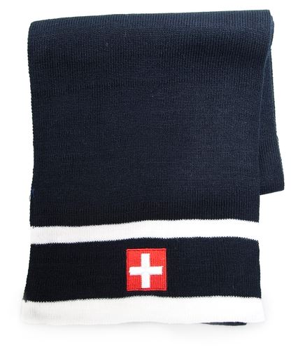 Winterschal-gestrickt-Schweizerwappen-schwarz-weiss
