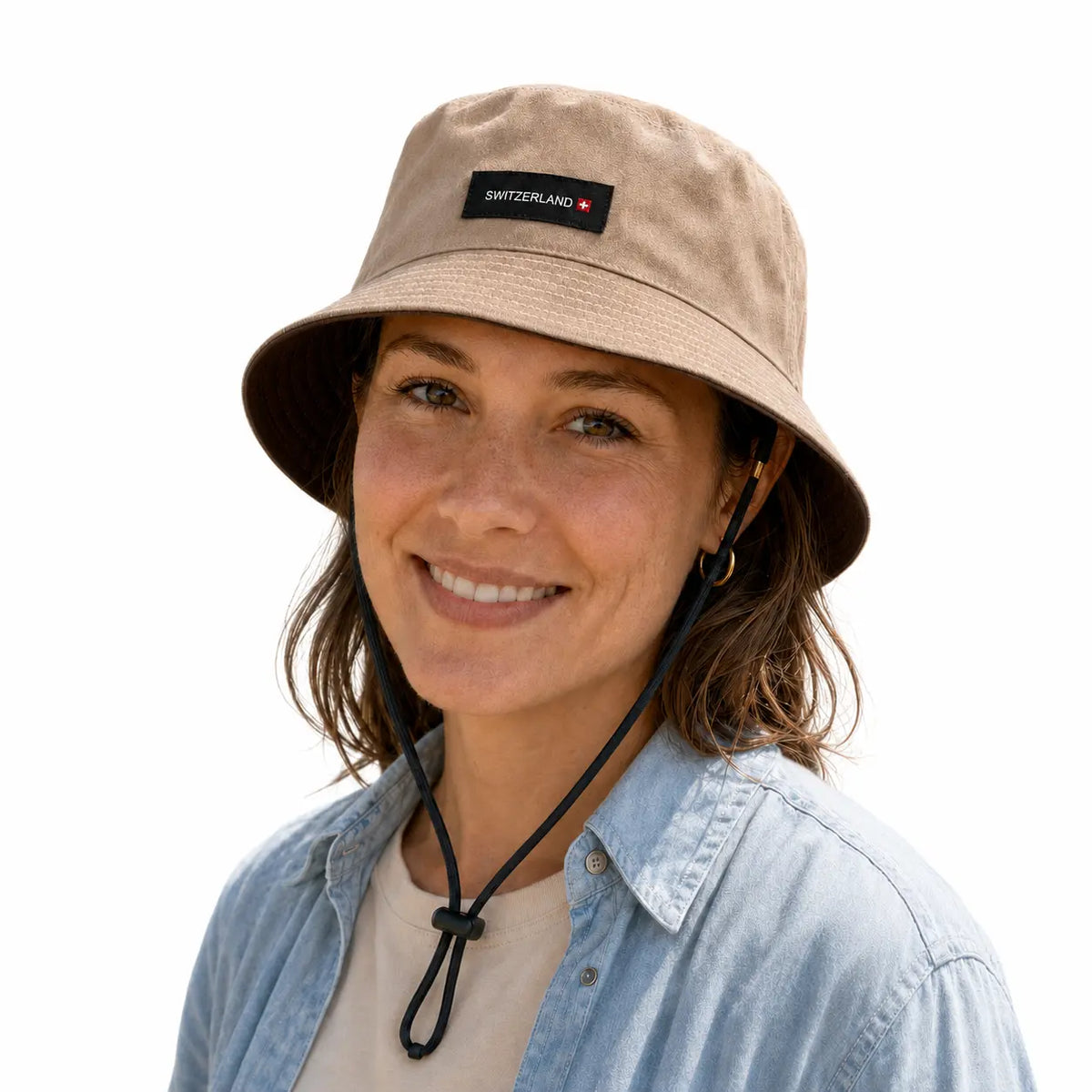 Hut Bob beige und khaki grün SWITZERLAND