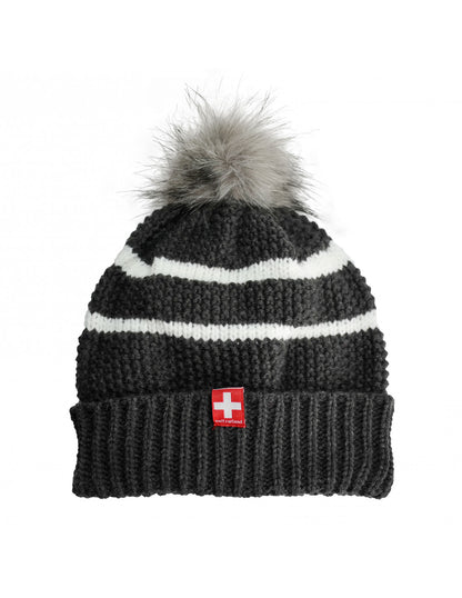 damenstrickm-tze-anthrazit-mit-weissen-streifen-und-switzerland-label