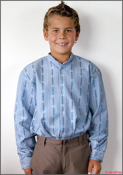 Kinder Edelweiss-Hemd ohne Kragen langarm Chb