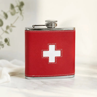 Flachmann rot CH Leder