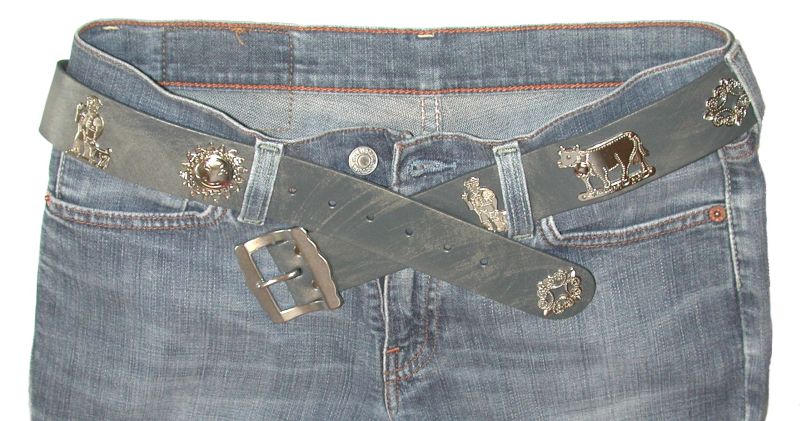 Appenzeller Gürtel 4cm breit Leder Bonbon graphit