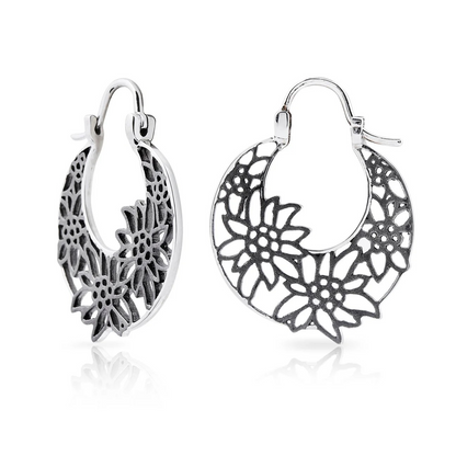 Grosse Edelweiss Creolen aus 925 Sterling Silber