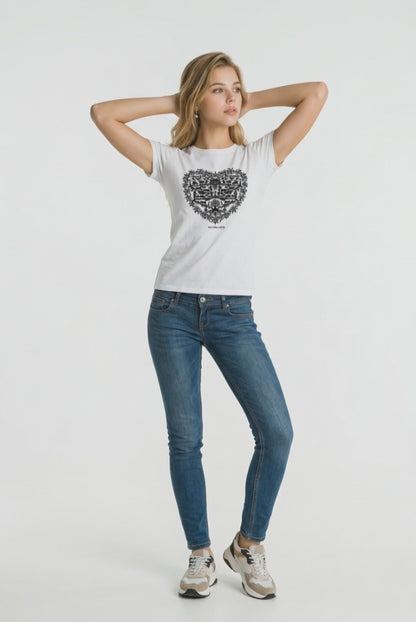 Damen T-Shirt Scherenschnitt Herz